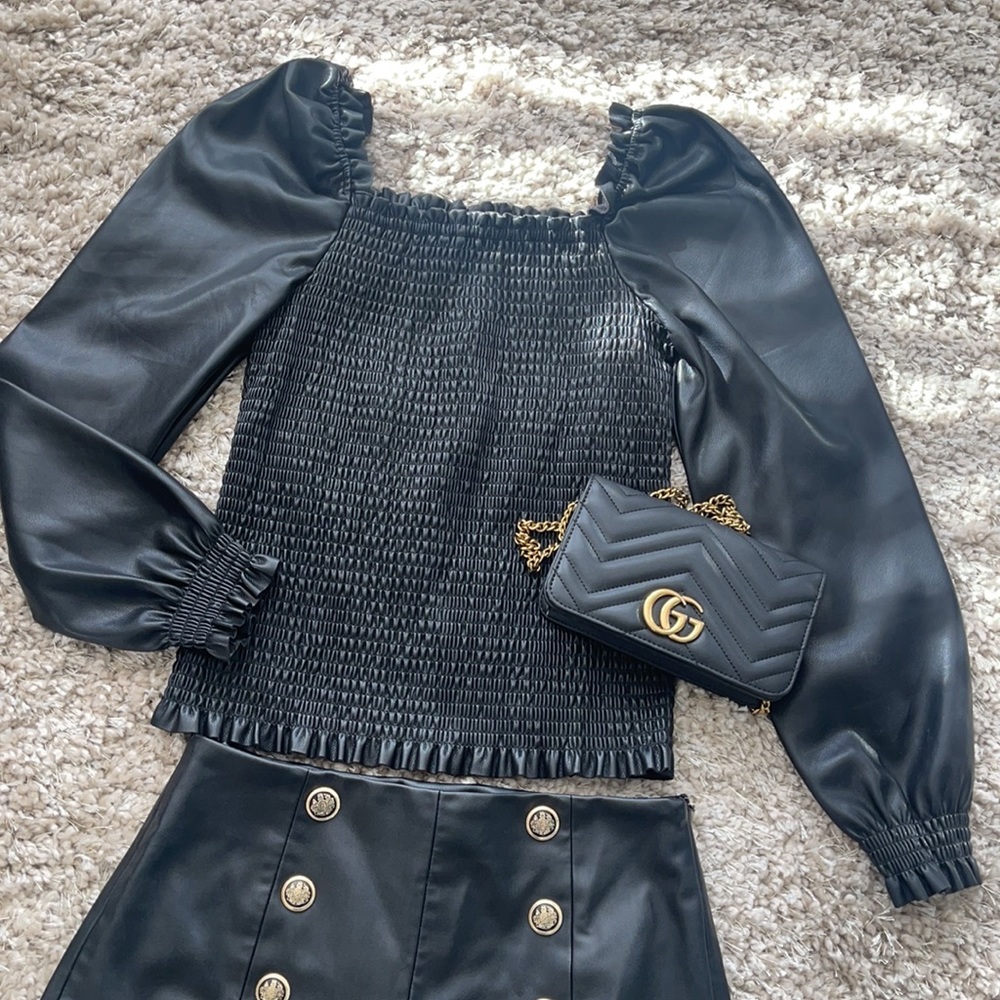 Andrew Marc New York Leather Blouse - Picture 3 of 6